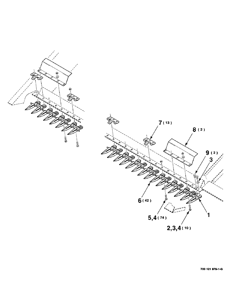 Схема запчастей Case IH 8210 - (3-26) - GUARD ASSEMBLY, 21 FOOT ONLY (58) - ATTACHMENTS/HEADERS