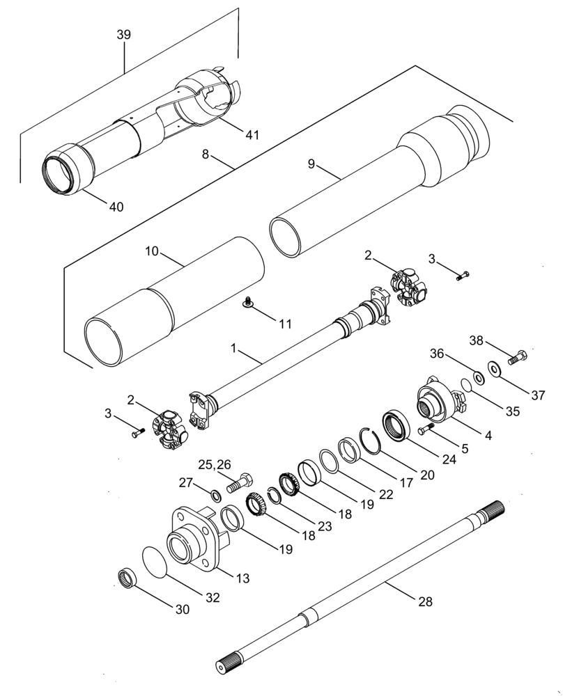 Схема запчастей Case IH MX275 - (06-22) - MFD AXLE - DRIVE SHAFT (06) - POWER TRAIN