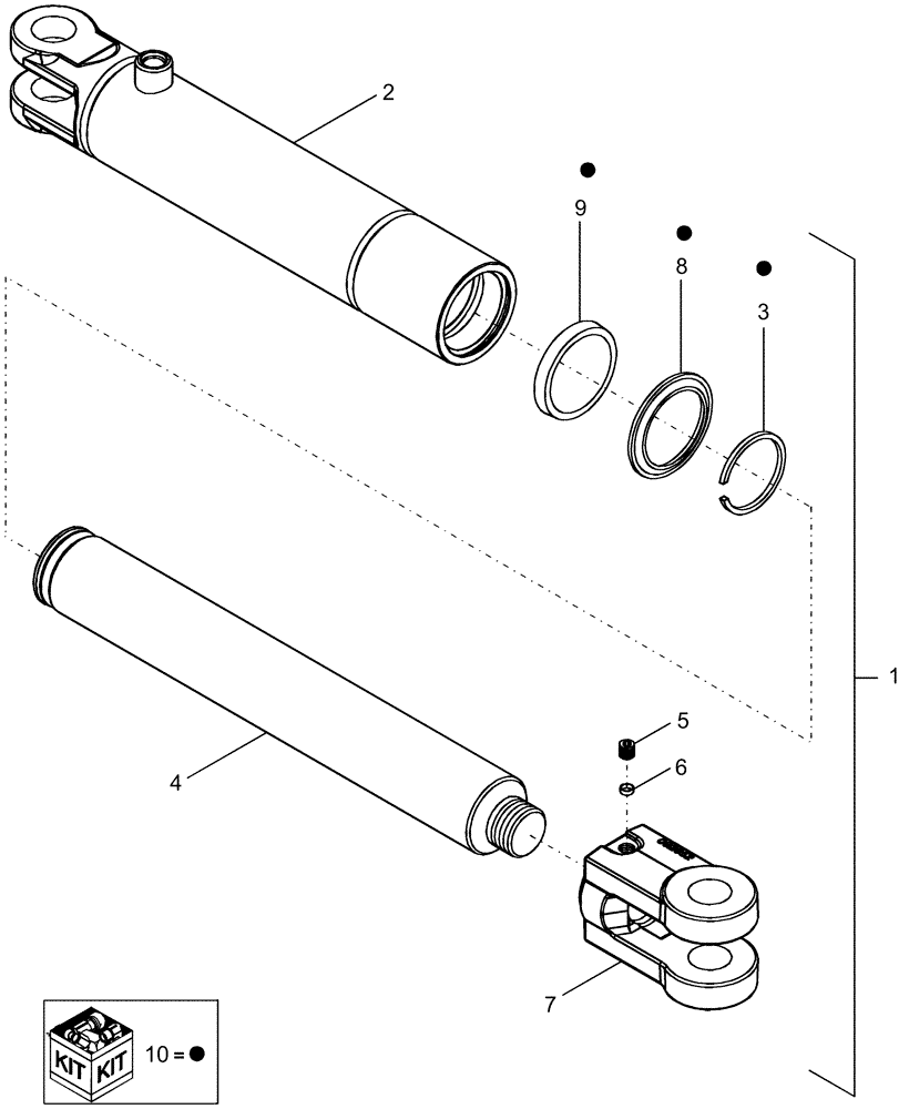 Схема запчастей Case IH 1250 - (35.116.03) - HYDRAULICS - CYLINDER 87430675, 2" X 8", 12 ROW AND 16 ROW END MARKER (35) - HYDRAULIC SYSTEMS