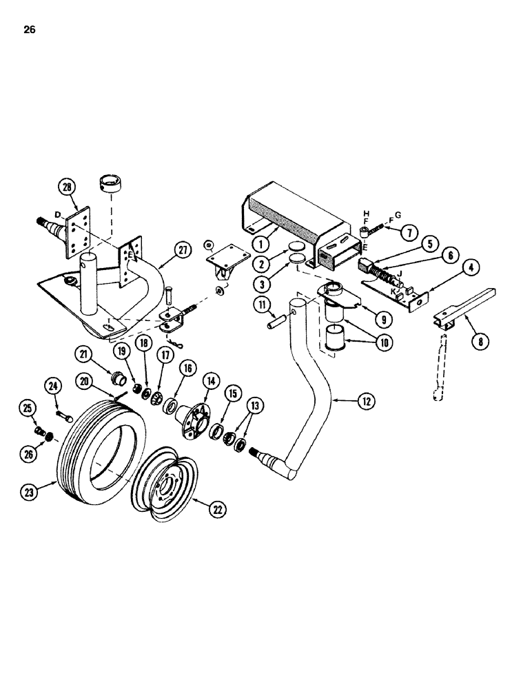 Схема запчастей Case IH 742 - (26) - WHEELS, CASTERS AND WHEEL LOCKS 