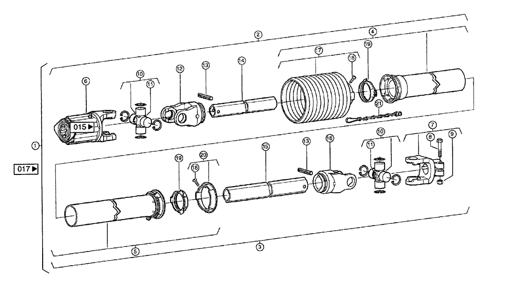 Схема запчастей Case IH 683 - (0014) - UNIVERSAL DRIVE SHAFT, GATHERING CHAINS (MG6F) (58) - ATTACHMENTS/HEADERS