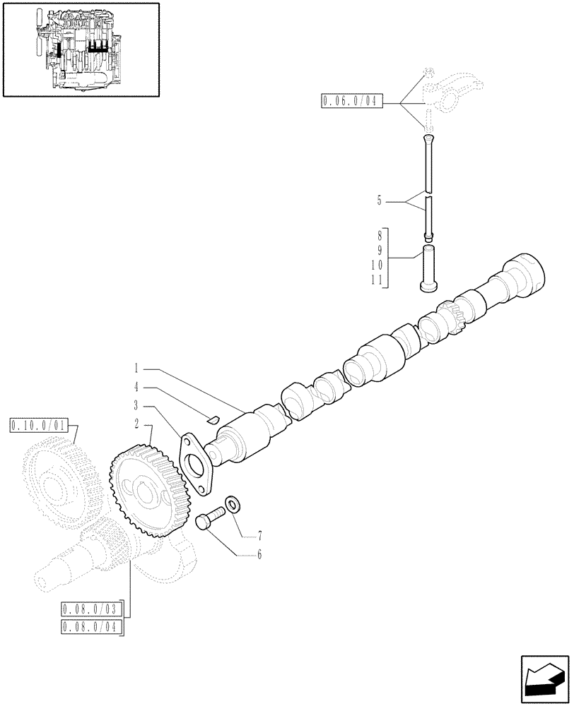 Схема запчастей Case IH JX90 - (0.12.0/03) - (VAR.319-747) TTF ENGINE TIER2 - CAMSHAFT (01) - ENGINE