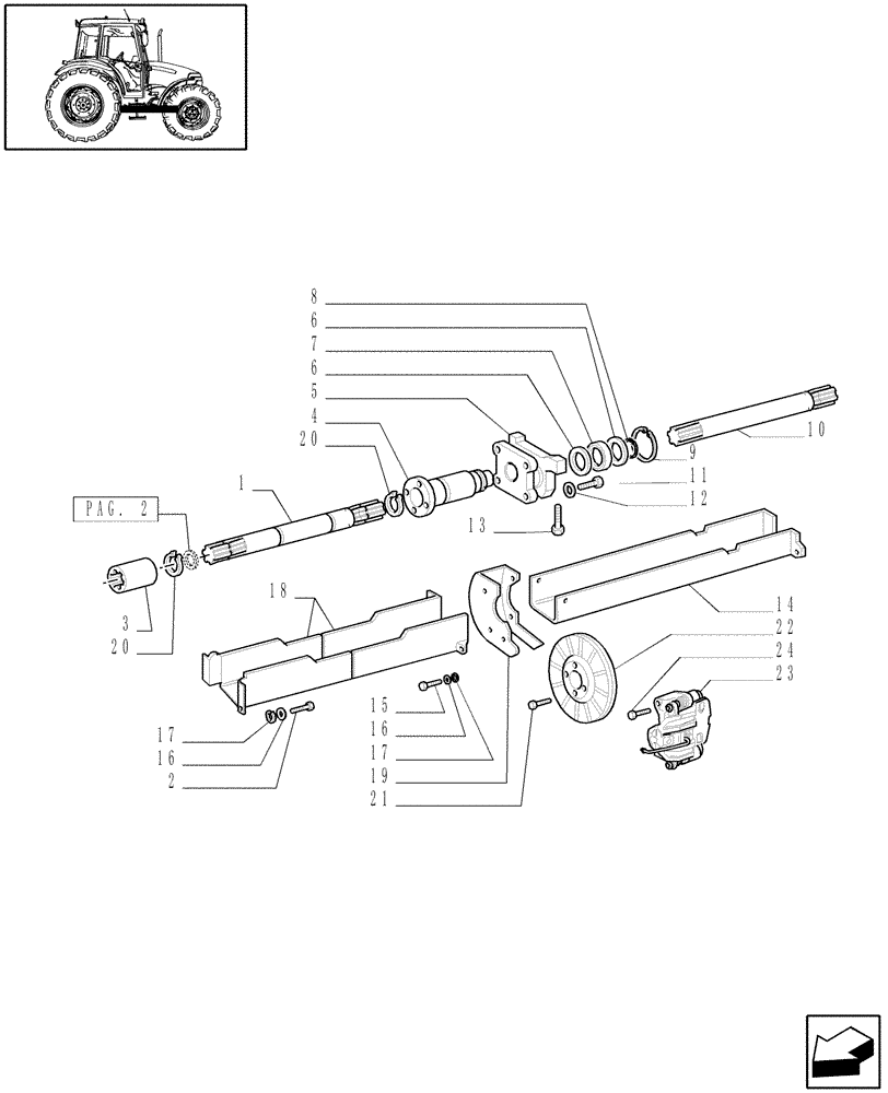 Схема запчастей Case IH JX70 - (1.38.5/02[01]) - (VAR.115) 20X12 (40KM/H) TRANSMISSION W/FRONT BRAKE & LIMITED SLIP - 4WD PROPELLER SHAFT (04) - FRONT AXLE & STEERING