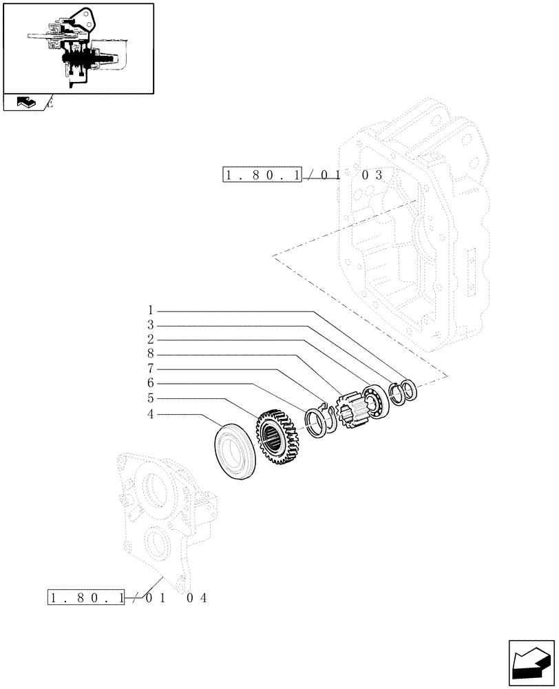 Схема запчастей Case IH PUMA 195 - (1.80.1/01[02]) - (VAR.145) ISO - POWER TAKE-OFF 540E/1000 RPM - GEARS (07) - HYDRAULIC SYSTEM