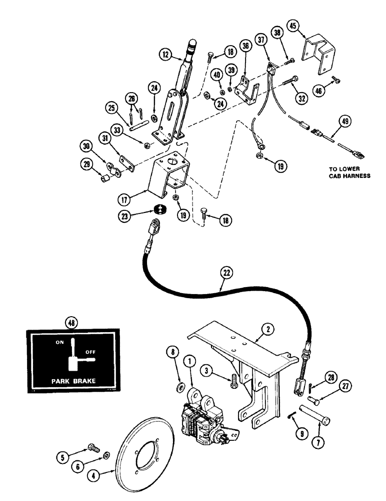 Схема запчастей Case IH 1896 - (7-244) - PARKING HAND BRAKE (07) - BRAKES