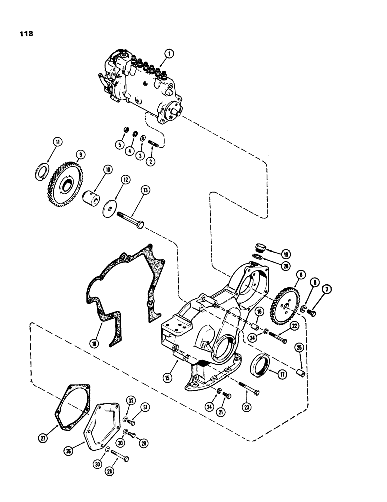 Схема запчастей Case IH 970 - (118) - FUEL INJECTION PUMP DRIVE, (401B) DIESEL ENGINE (03) - FUEL SYSTEM