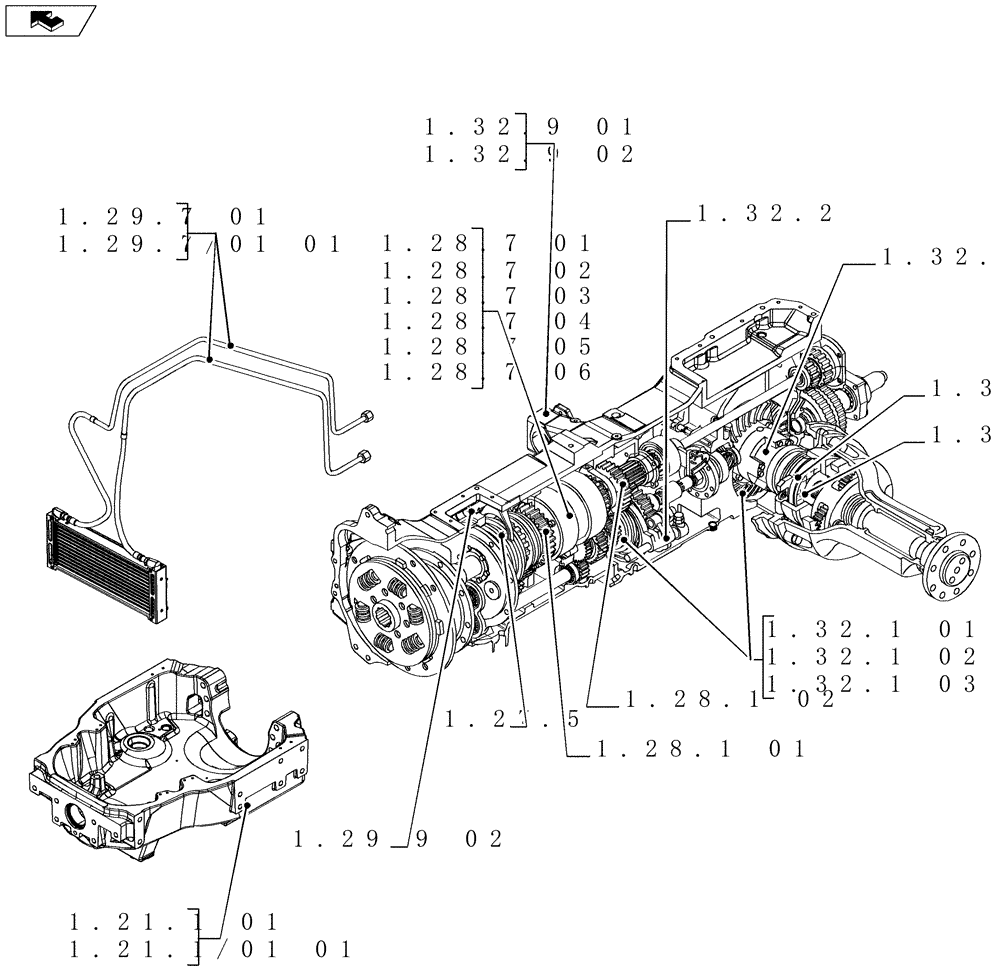 Схема запчастей Case IH MAXXUM 140 - (SEC. 03[01]) - TRANSMISSION (00) - GENERAL