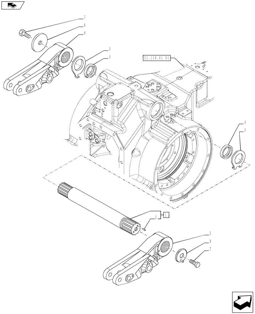 Схема запчастей Case IH PUMA 215 - (35.134.01) - HYDRAULIC POWER LIFT - ROCK SHAFT AND ASSOCIATES (35) - HYDRAULIC SYSTEMS