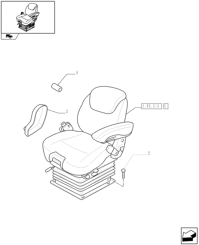 Схема запчастей Case IH MAXXUM 110 - (1.93.3) - SEAT (10) - OPERATORS PLATFORM/CAB