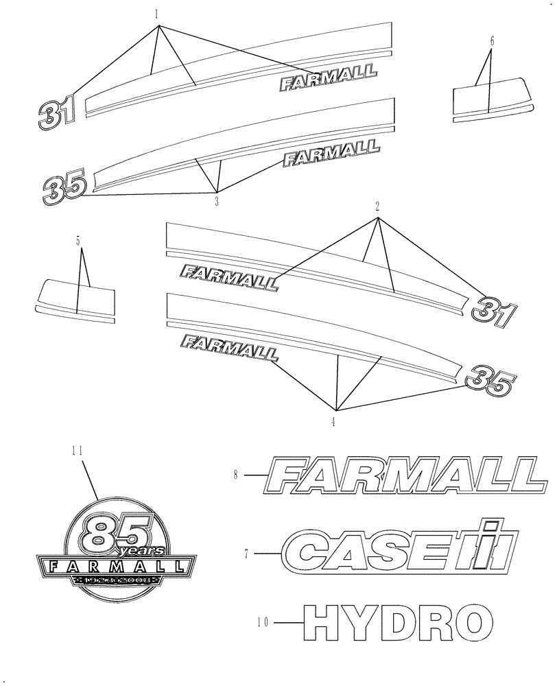 Схема запчастей Case IH FARMALL 35 - (08.05) - DECALS - IDENTIFICATION (08) - SHEET METAL