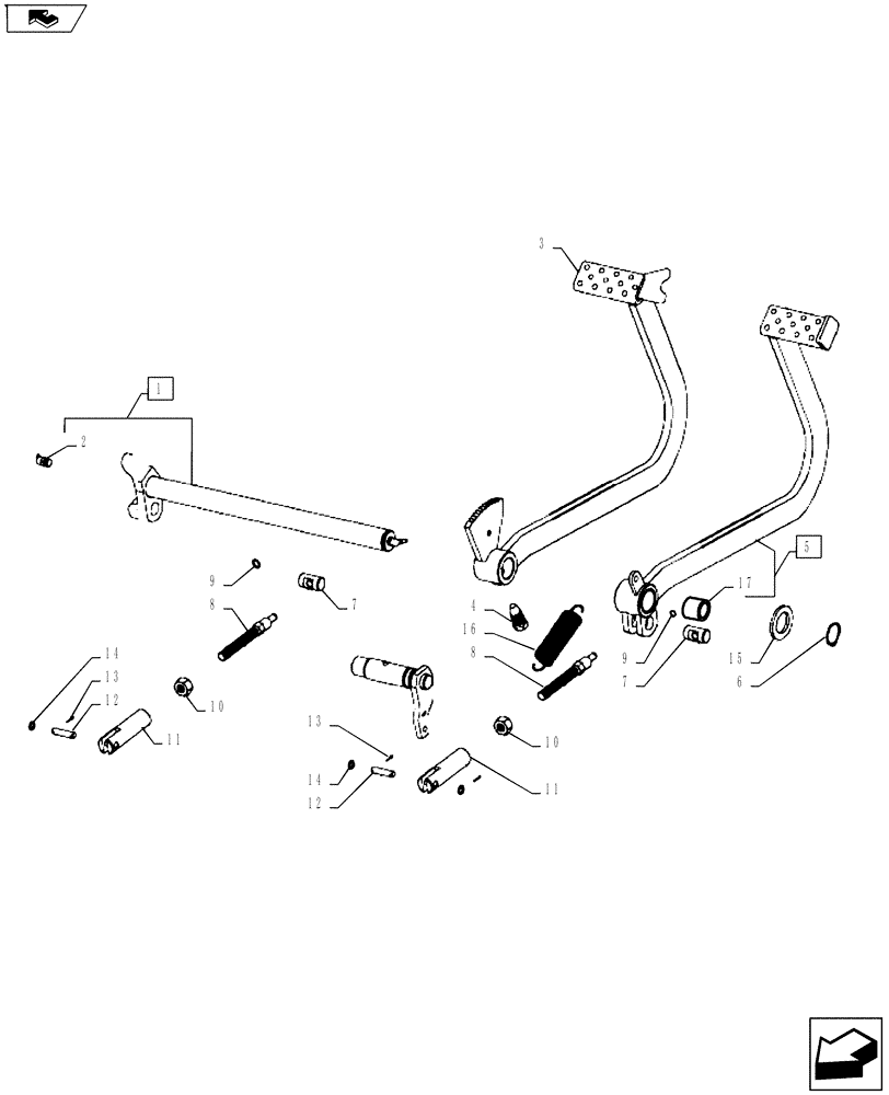 Схема запчастей Case IH FARMALL 65A - (33.120.02) - BRAKE PEDALS AND LINKAGE (33) - BRAKES & CONTROLS