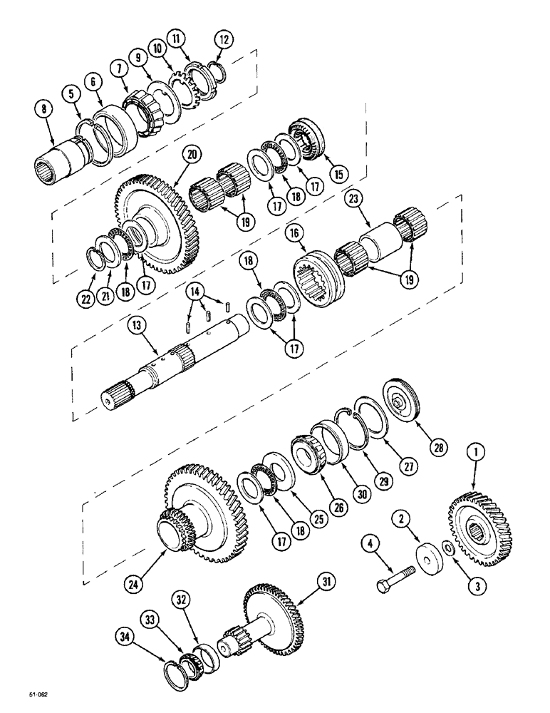 Схема запчастей Case IH 5150 - (6-024) - TRANSMISSION - MAIN SHAFT, SHYCHROMESH, CREEP SPEED (06) - POWER TRAIN