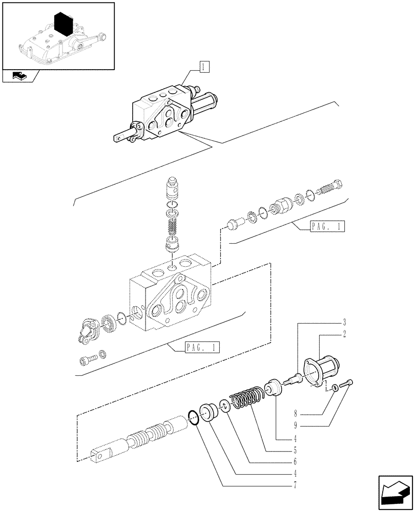 Схема запчастей Case IH FARMALL 85C - (1.82.7/15A[02]) - SIMPLE DOUBLE EFFECT DISTRIBUTOR - PARTS (07) - HYDRAULIC SYSTEM