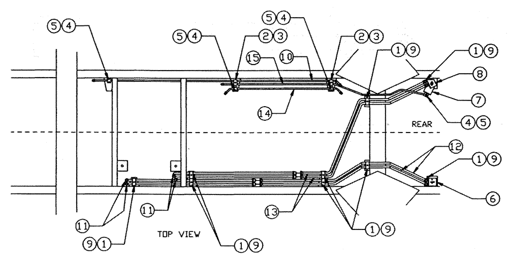 Схема запчастей Case IH TYLER - (05-010) - STEEL HYD. TUBES & CLAMPS - TYLER SPRAYER Hydraulic Plumbing