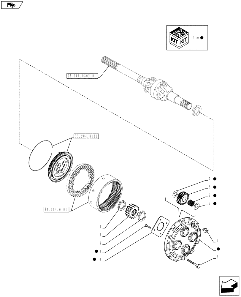 Схема запчастей Case IH PUMA 230 - (25.108.0404) - ABS SYSTEM - 4WD FRONT AXLE WITH SUSPENSION AND BRAKES - EPICYCLICAL FINAL DRIVE (VAR.743964) (25) - FRONT AXLE SYSTEM