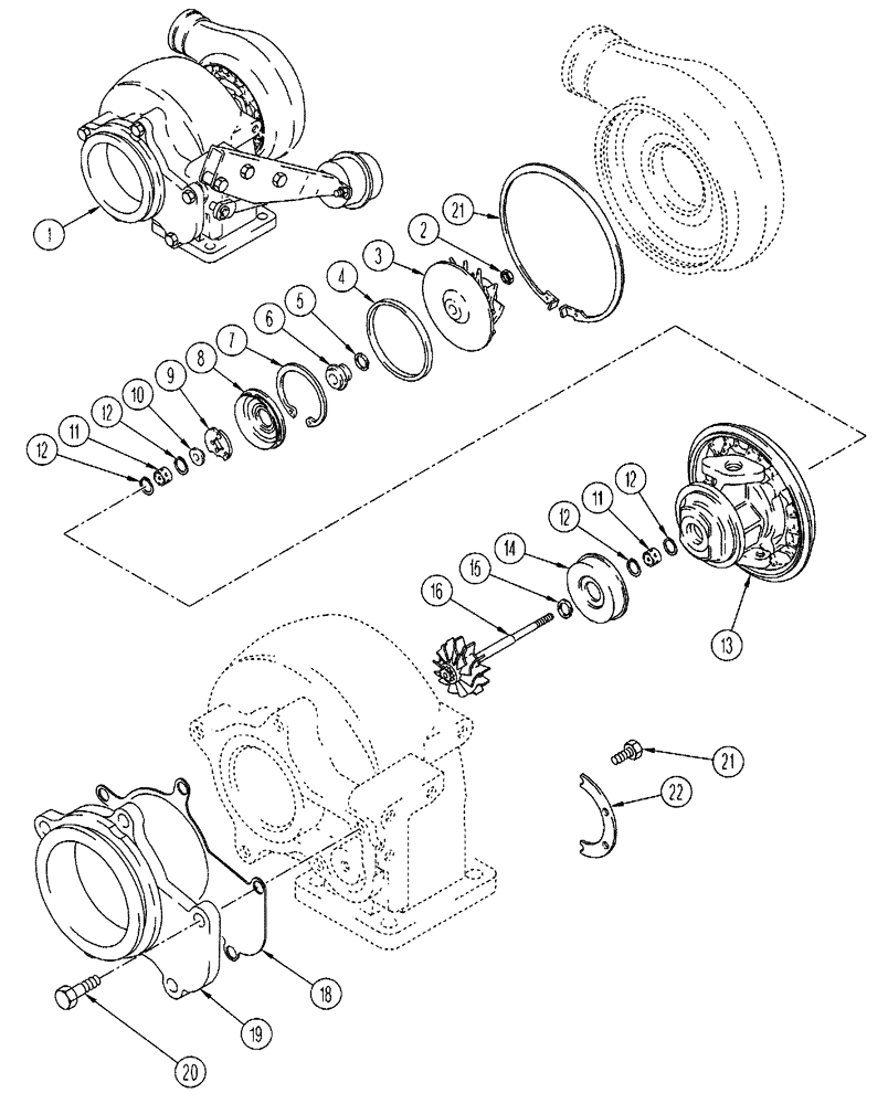 Схема запчастей Case IH SPX4410 - (03-009) - TURBOCHARGER - ASSEMBLY (01) - ENGINE