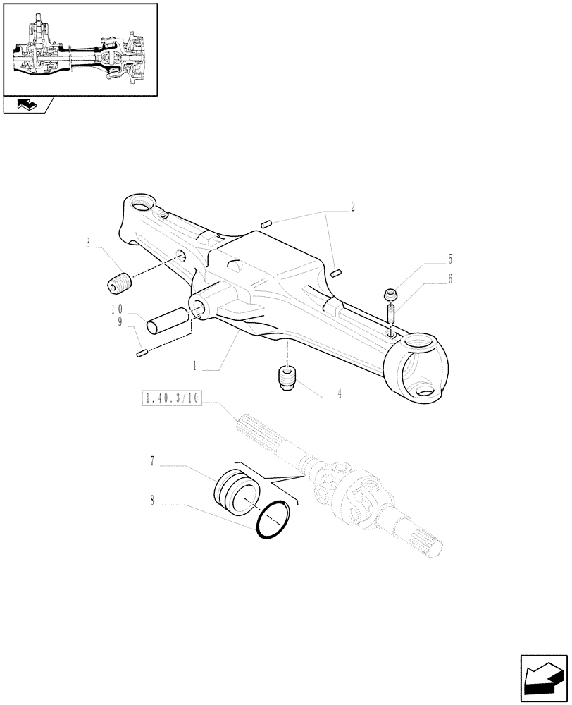 Схема запчастей Case IH FARMALL 85C - (1.40.3/01) - FRONT AXLE WITH LIMITED SLIP DIFF., WITH FRONT BRAKE (40 KM/H) - BOX (VAR.331324) (04) - FRONT AXLE & STEERING