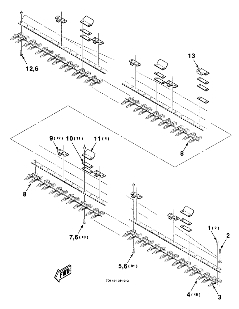 Схема запчастей Case IH 8820 - (5-34) - GUARD ASSEMBLY, 25 FOOT (09) - CHASSIS