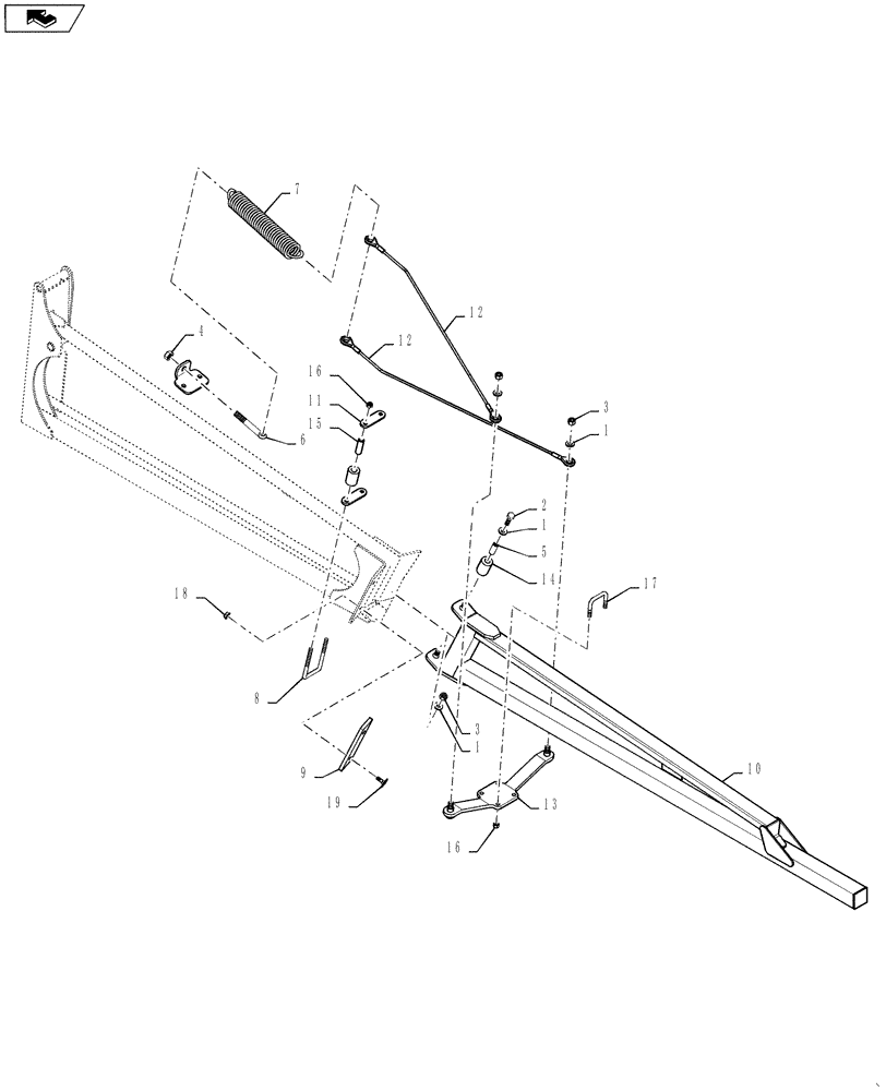 Схема запчастей Case IH 4420 - (08-020) - BOOM BREAKAWAY ASSEMBLY, 80’ (09) - BOOMS