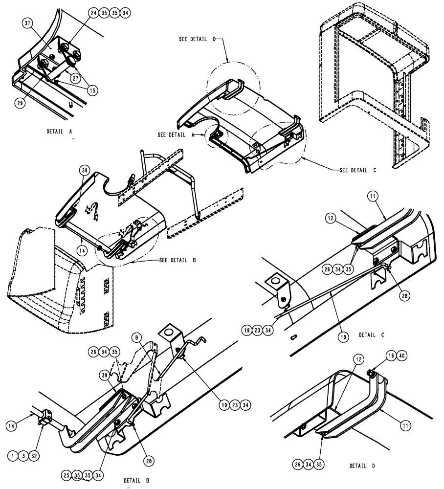 Схема запчастей Case IH SPX4410 - (04-020[02]) - HOOD GROUP, TOP ACCESS Suspension & Frame