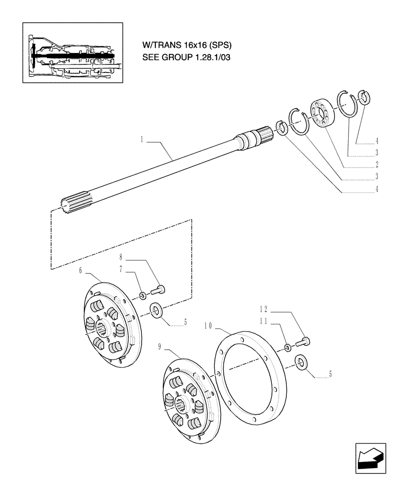 Схема запчастей Case IH MXU100 - (1.25.3[01]) - CLUTCH, P.T.O. (03) - TRANSMISSION