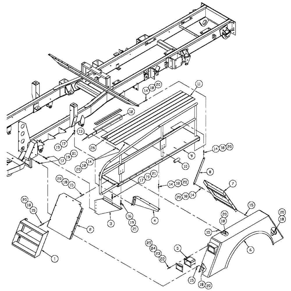 Схема запчастей Case IH 4375 - (04-011) - FRONT FENDER GROUP - ROAD SIDE Frame & Suspension