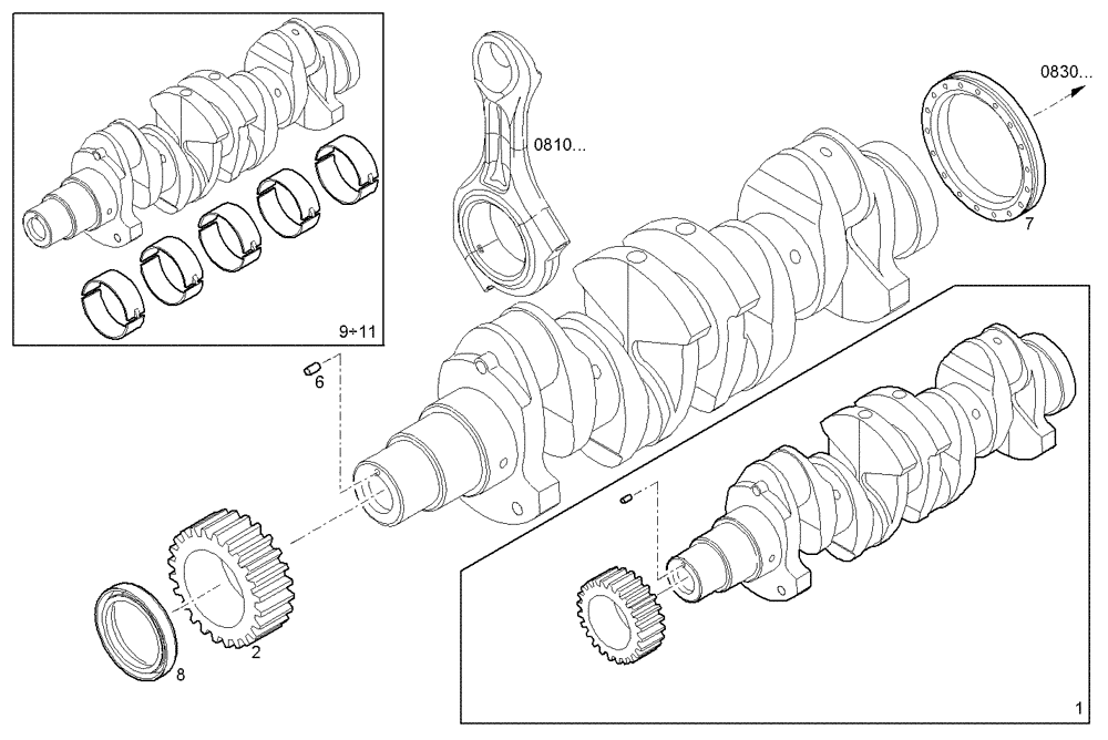 Схема запчастей Case IH F5CE9454G A001 - (0801.030) - CRANK SHAFT (10) - ENGINE