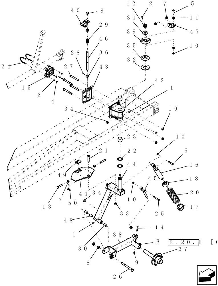 Схема запчастей Case IH SRX160 - (H.20.H[03]) - WHEELED BOOM - LOCKING CASTER WHEEL ASSEMBLY H - Working Arm