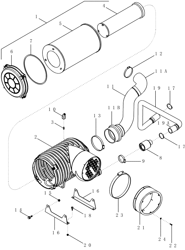 Схема запчастей Case IH 2388 - (02-13) - AIR CLEANER - AIR INDUCTION SYSTEM (01) - ENGINE