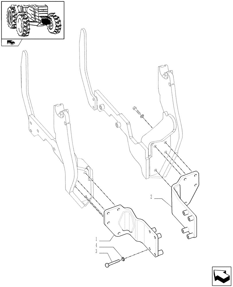 Схема запчастей Case IH FARMALL 90 - (1.21.1/02) - LOADER READY WITH BRACKET AND REAR MOUNTING PLATES FOR FRONT AUXILIARY EQUIP.- BRACKETS (VAR.335522) (03) - TRANSMISSION