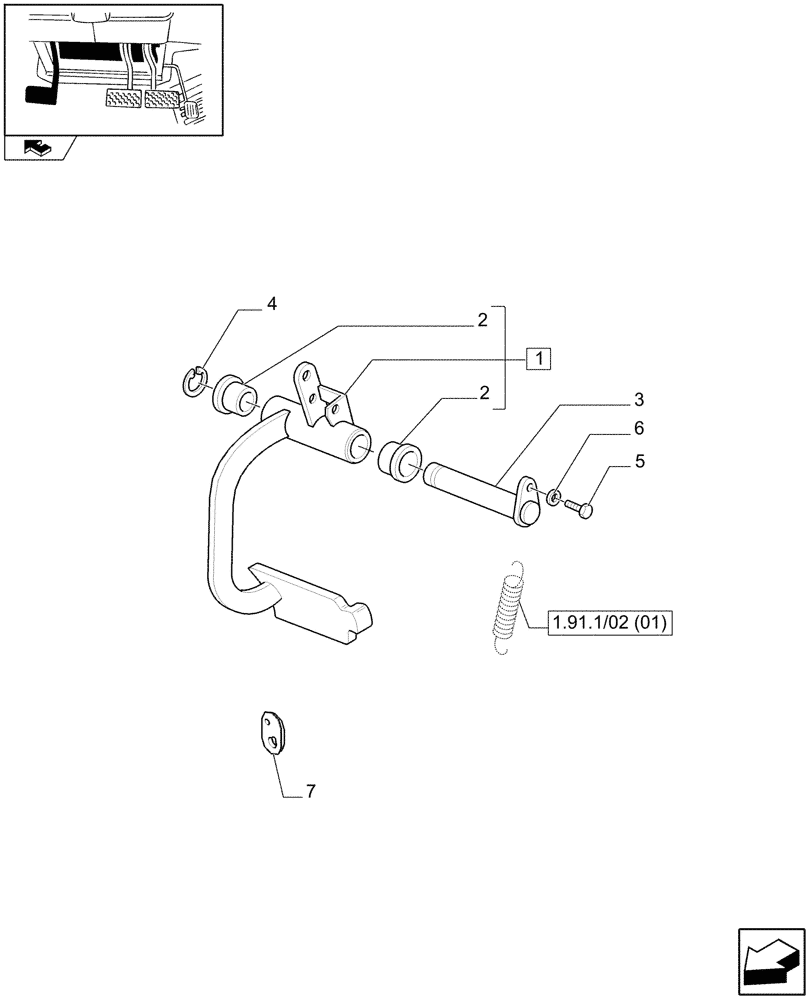 Схема запчастей Case IH FARMALL 95U - (1.95.2[01]) - CLUTCH CONTROL - PEDAL - C5926 (10) - OPERATORS PLATFORM/CAB