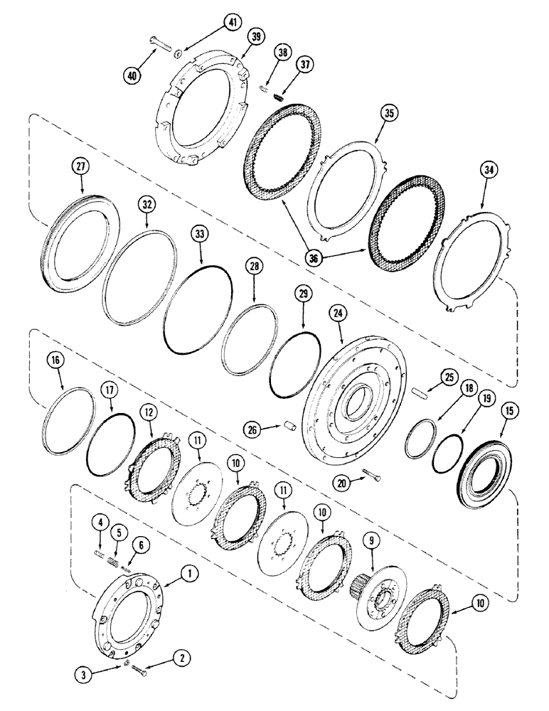 Схема запчастей Case IH 4694 - (6-162) - TRANSMISSION CLUTCH ASSEMBLY, (C1) AND (C4) CLUTCHES, PRIOR TO TRANSMISSION SERIAL NO. 16258468 (06) - POWER TRAIN