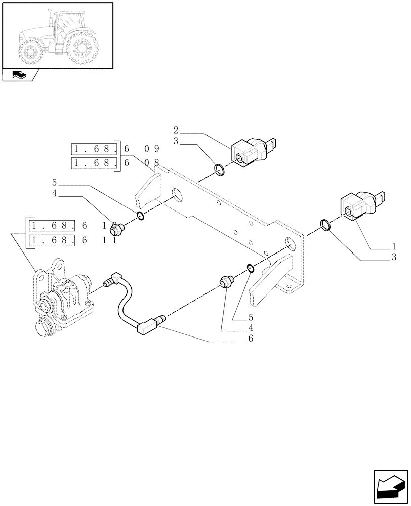 Схема запчастей Case IH PUMA 165 - (1.68.6[14]) - (VAR.171-385) PNEUMATIC TRAILER BRAKE (ITALY) - BRACKET AND COUPLING (05) - REAR AXLE