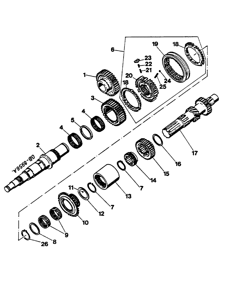 Схема запчастей Case IH 744 - (1H13) - SPECIAL PARTS FOR SYNCHRONIZED TYPE SPEED REDUCER (SEE ASLO FIGURE 1G2) (04) - Drive Train