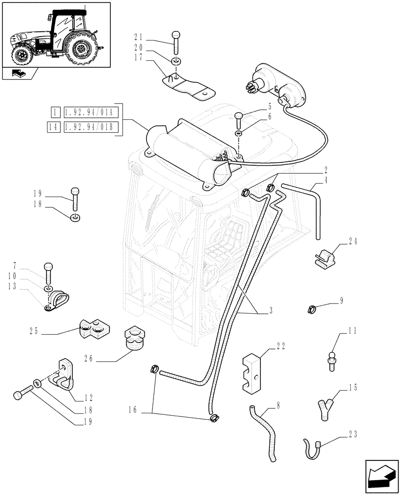 Схема запчастей Case IH FARMALL 75N - (1.92.94/01) - AIR CONDITIONING UNIT - CONDITIONER (VAR.330641 / 743539; VAR.332641 / 743540) (10) - OPERATORS PLATFORM/CAB