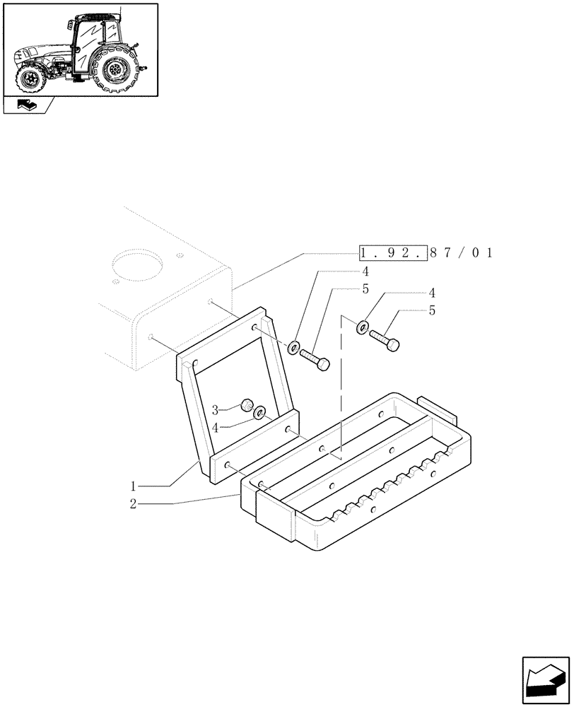 Схема запчастей Case IH FARMALL 105N - (1.92.87/05) - LADDER (VAR.334460) (10) - OPERATORS PLATFORM/CAB