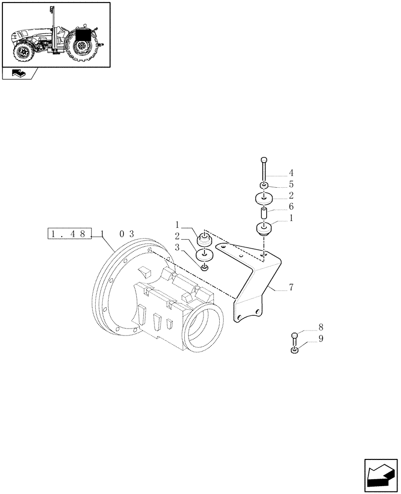 Схема запчастей Case IH FARMALL 75N - (1.92.87/03[01]) - PLATE FOR REAR SUSPENSION - L/CAB (10) - OPERATORS PLATFORM/CAB