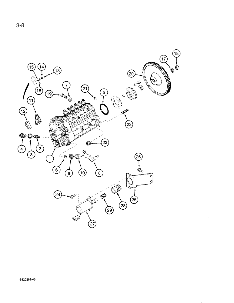 Схема запчастей Case IH 6830T - (3-08) - FUEL INJECTION PUMP AND DRIVE, 6T-830 ENGINE 