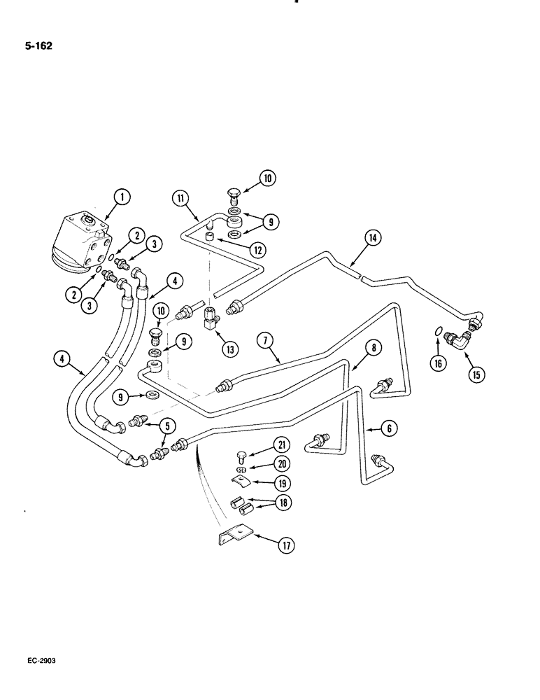 Схема запчастей Case IH 885 - (5-162) - STEERING PIPES, REAR, WITH CAB, P.I.N. 18001 AND AFTER (05) - STEERING