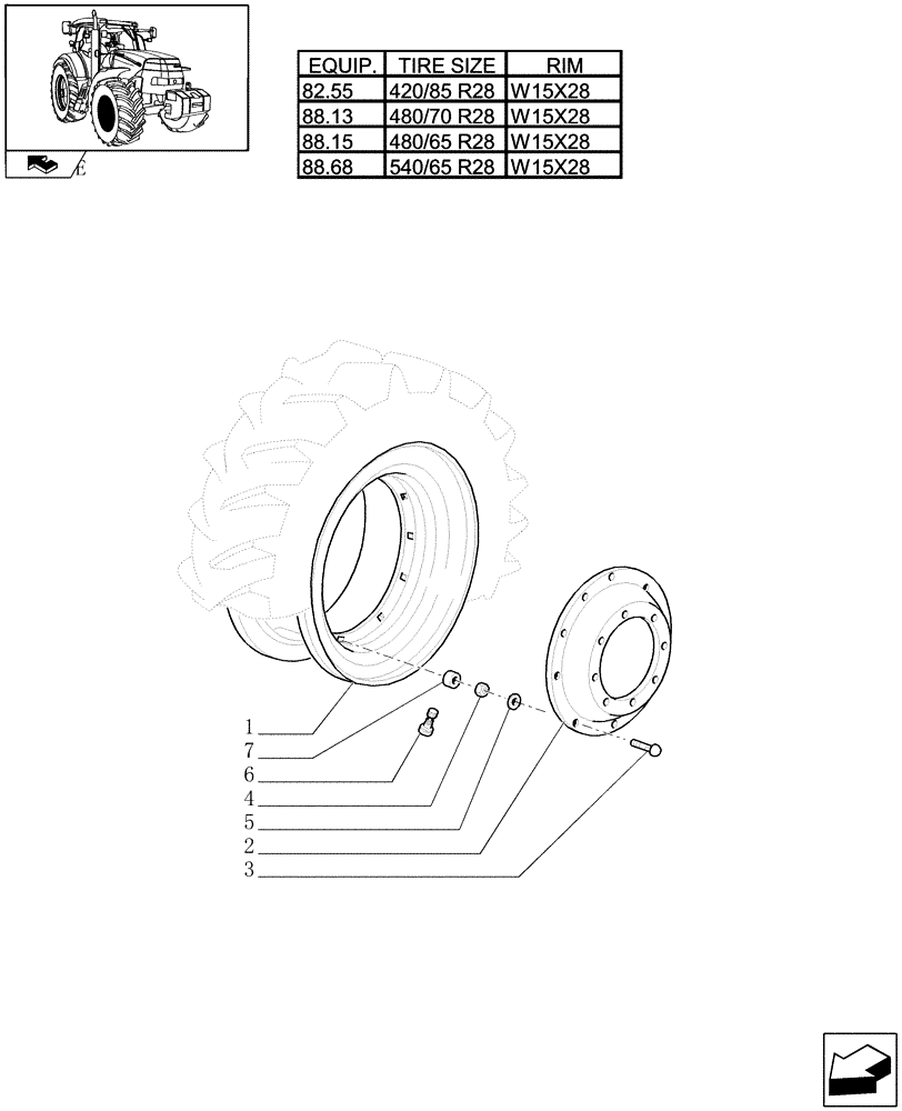 Схема запчастей Case IH PUMA 125 - (82.00[05]) - FRONT WHEELS (11) - WHEELS/TRACKS