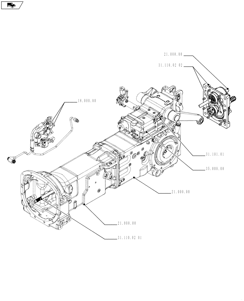 Схема запчастей Case IH FARMALL 75C - (31.000.00) - PICTORIAL INDEX - IMPLEMENT POWER TAKE-OFF (31) - IMPLEMENT POWER TAKE OFF