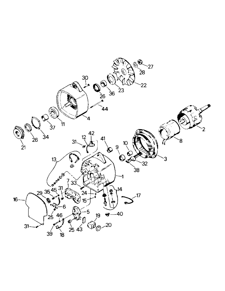 Схема запчастей Case IH STEIGER - (02-07) - ALTERNATOR ASSEMBLY, EARLY STYLE, BEFORE FEB 27, 1984 (06) - ELECTRICAL