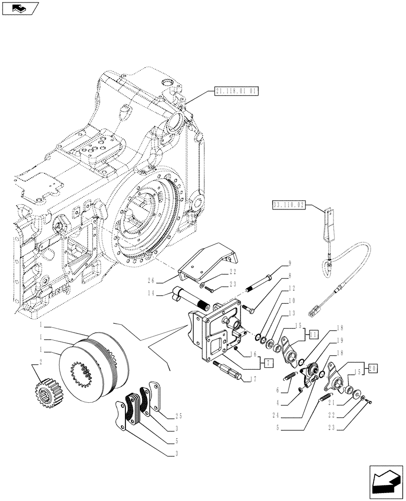 Схема запчастей Case IH PUMA 230 - (33.110.03) - PARKING BRAKE (33) - BRAKES & CONTROLS