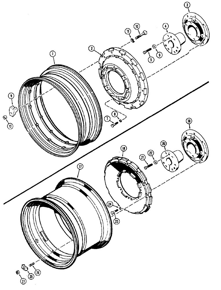 Схема запчастей Case IH 1370 - (132) - REAR WHEELS WITH 34 INCH RIMS, USED WITH 3-1/2 INCH DIAMETER AXLE SHAFT (06) - POWER TRAIN