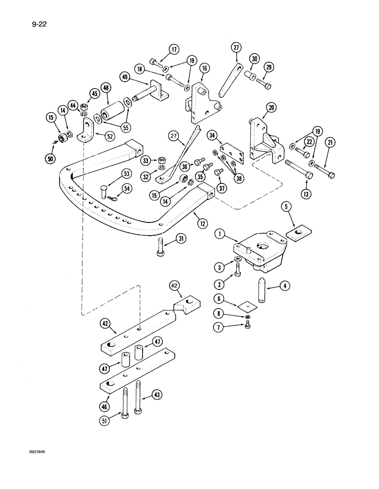 Схема запчастей Case IH 7140 - (9-022) - DRAWBAR, WITHOUT HITCH, PRIOR TO P.I.N. JJA0023395 (09) - CHASSIS/ATTACHMENTS