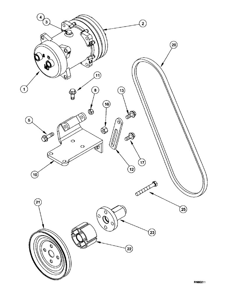 Схема запчастей Case IH MX240 - (9-084) - AIR CONDITIONING, COMPRESSOR MOUNTING (09) - CHASSIS/ATTACHMENTS