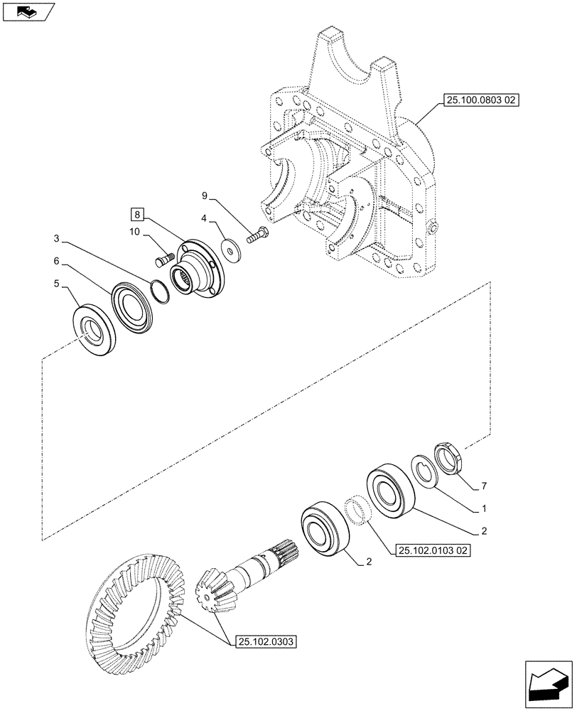 Схема запчастей Case IH PUMA 215 - (25.102.0103[01]) - ABS SYSTEM - 4WD FRONT AXLE WITH SUSPENSION AND BRAKES - FLANGE, BEARING, AND SHIMS (VAR.743963-743964) (25) - FRONT AXLE SYSTEM