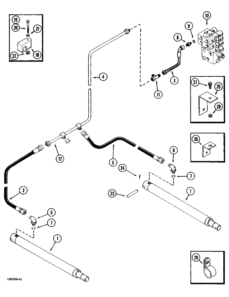 Схема запчастей Case IH 1670 - (8-26) - HEADER LIFT CYLINDER SYSTEM, WITHOUT THIRD LIFT CYLINDER ATTACHMENT (07) - HYDRAULICS