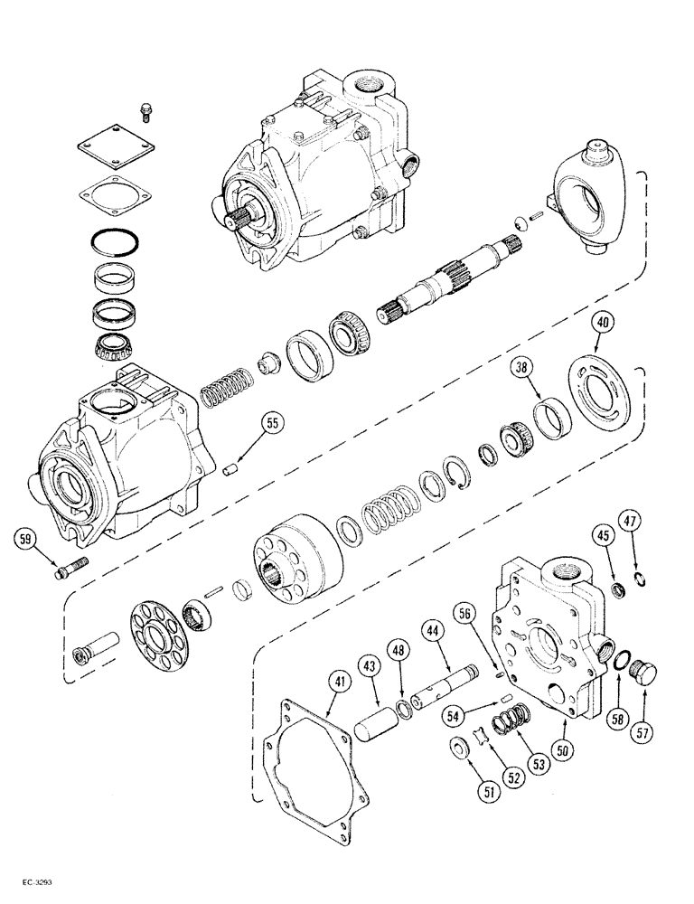 Схема запчастей Case IH 2096 - (8-026) - GEAR AND PISTON PUMP ASSEMBLY, PISTON PUMP (CONTD) (08) - HYDRAULICS