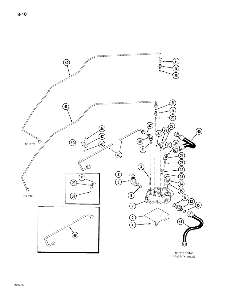 Схема запчастей Case IH 7140 - (8-010) - PTO HYDRAULICS, PRIOR TO TRANSMISSION S/N AJB0044915 (08) - HYDRAULICS